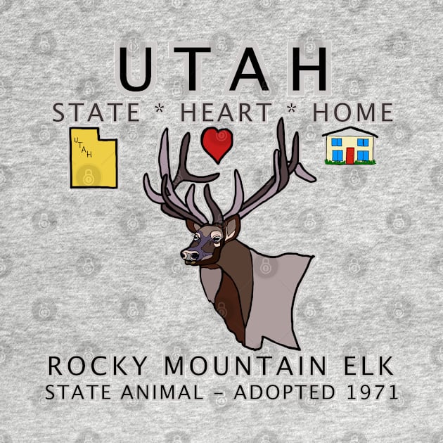 Utah - Rocky Mountain Elk - State, Heart. Home - state symbols by cfmacomber